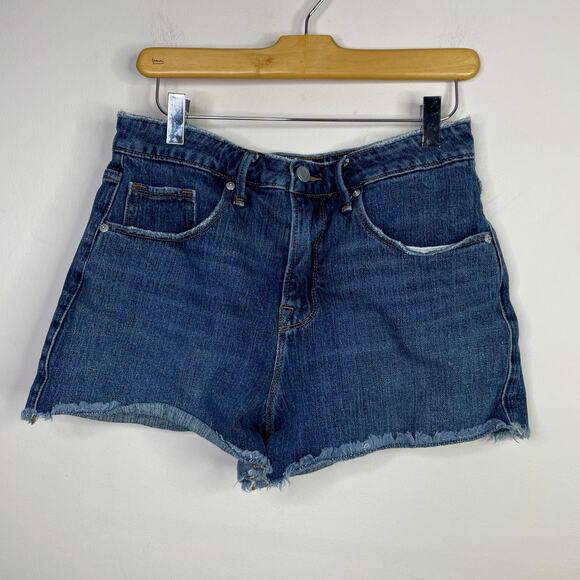 Good American Good Vintage Frayed Denim Cutoffs Jean Shorts Stretch Womens 8 29 - Picture 1 of 16